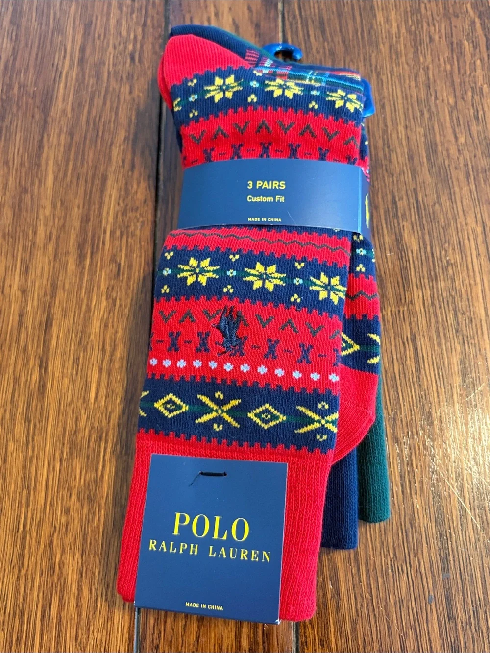 Polo by Ralph Lauren Men’s Red Fair Isle Crew Socks - 3 Pack